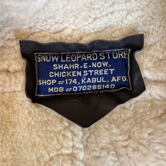 Vtg Men’s Real Shearling Leather Bomber Jacket Afghan Aviator Brown Size Small - Picture 4 of 9